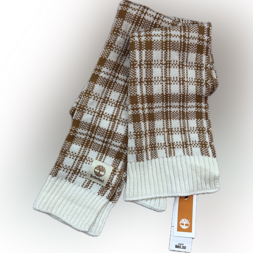 Timberland Tan and Cream Checkered Scarf - Picture 1 of 5